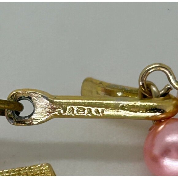 Japan Faux Pearls Necklace Earrings Pink Acrylic 4 Strands Clip-On Statement - Picture 11 of 16